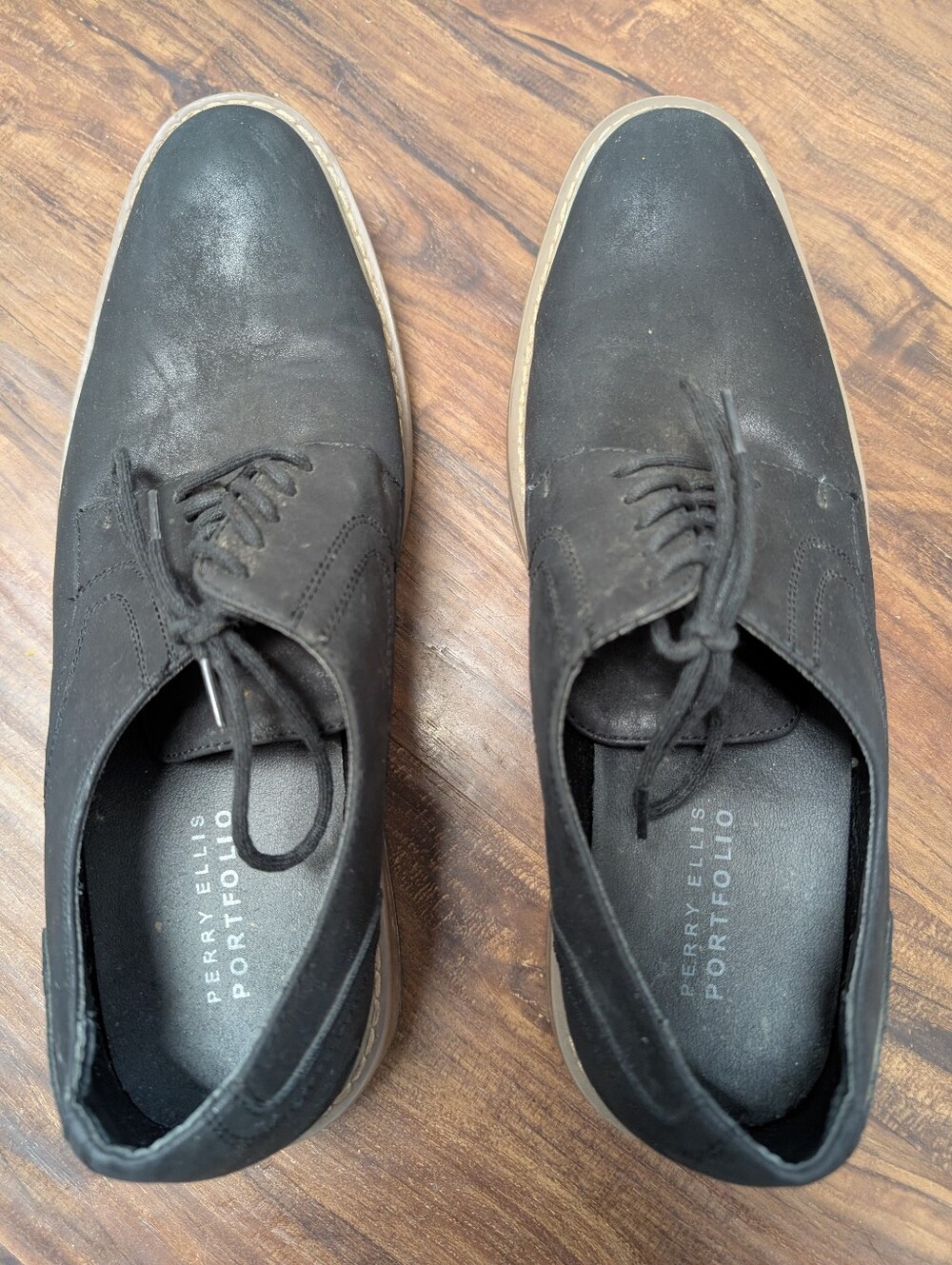 Perry Ellis Portfolio Lace-Up Dress Shoes 10 Black Office Casual Matte Capsule